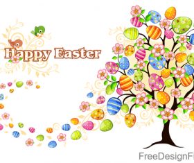 Easter egg tree with flower vector