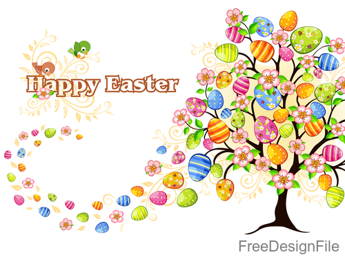 Easter egg tree with flower vector