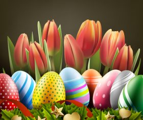 Easter egg with golden decor design vector 01