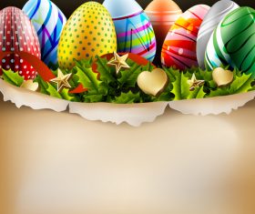 Easter egg with golden decor design vector 02