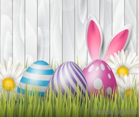 Easter festival design with wood wall vector