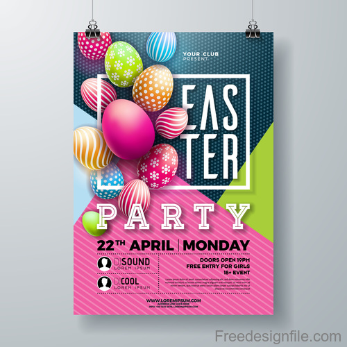 Easter festival party flyer template vector 01