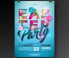 Easter festival party flyer template vector 03