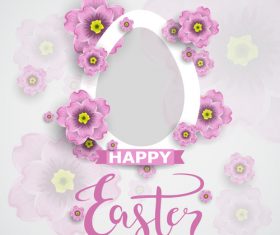 Easter flower greeting card vector template 02