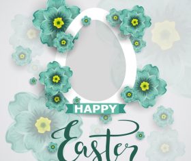 Easter flower greeting card vector template 03