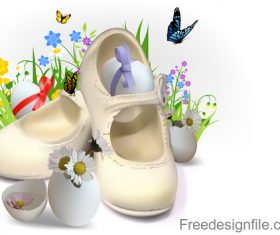 Easter greeting card with shoes vector