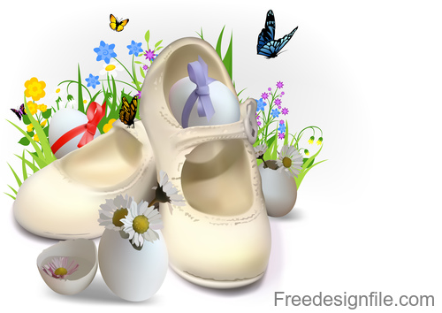 Easter greeting card with shoes vector