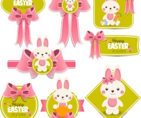 Easter labels with pink bows vector