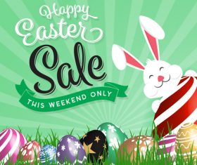 Easter sale design with cute rabbit vector