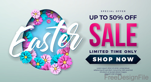 Easter sale up to 5 off design vector 01
