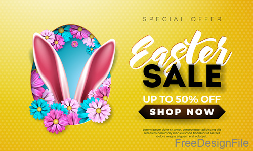 Easter sale up to 5 off design vector 02