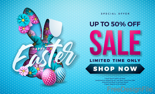 Easter sale up to 5 off design vector 03