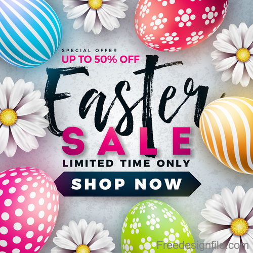 Easter sale with discount design vector 01