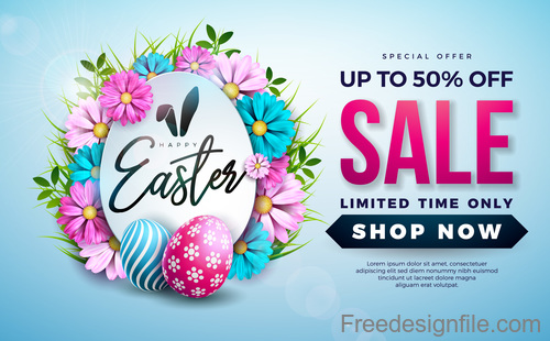 Easter sale with discount design vector 02