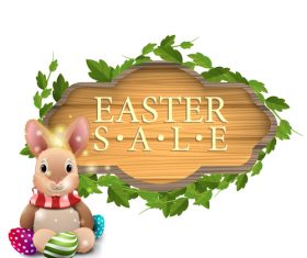 Easter sale wooden sign vectors 01