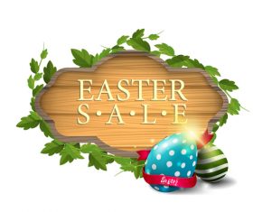 Easter sale wooden sign vectors 02