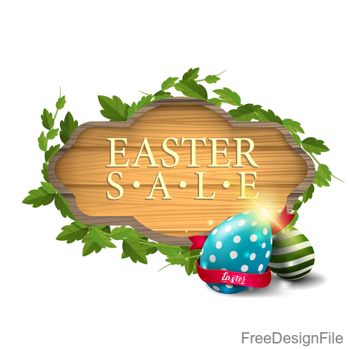 Easter sale wooden sign vectors 02