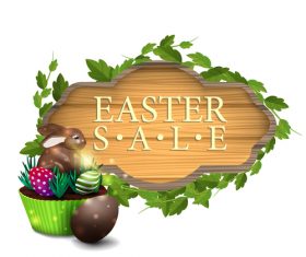 Easter sale wooden sign vectors 03