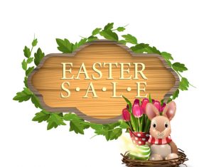 Easter sale wooden sign vectors 04