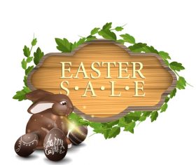 Easter sale wooden sign vectors 05