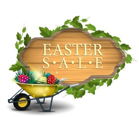 Easter sale wooden sign vectors 06