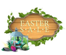 Easter sale wooden sign vectors 08