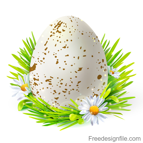 Easter spring flower with egg vector material 01