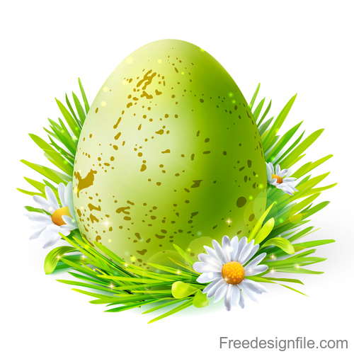 Easter spring flower with egg vector material 02