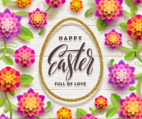 Easter wooden wall background with flower vector