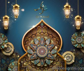Eid mularak ornate background vector 01