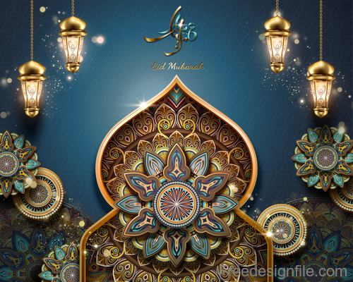 Eid mularak ornate background vector 01