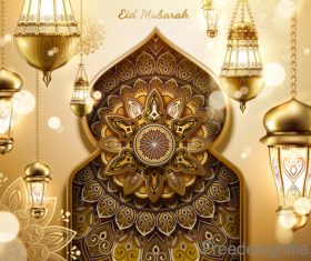 Eid mularak ornate background vector 03