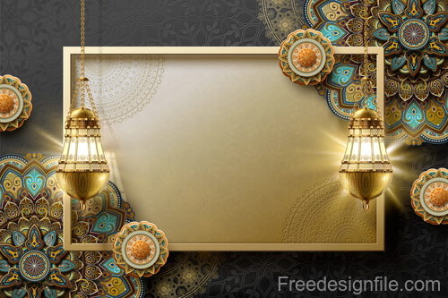 Eid mularak ornate background vector 04
