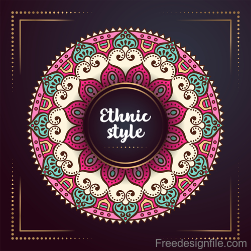 Ethnic style colored decorative background vectors 02