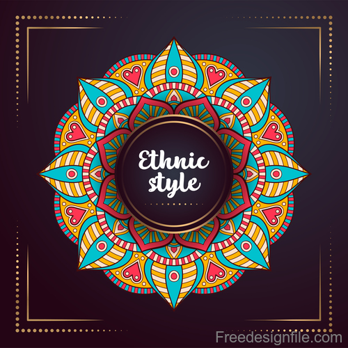 Ethnic style colored decorative background vectors 03