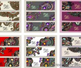 Ethnic styles banners vector set