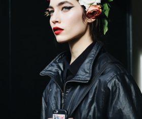 Exquisite makeup female model Stock Photo
