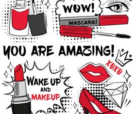 Fashion cosmetics hand drawn background vector 03