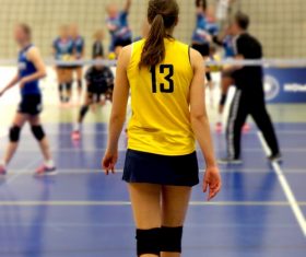 Female volleyball player back shadow Stock Photo