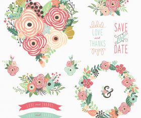 Flower decorative for wedding invitations design vector 02