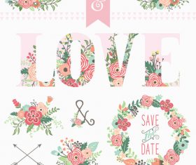 Flower decorative for wedding invitations design vector 03