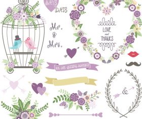 Flower decorative for wedding invitations design vector 04