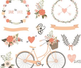 Flower decorative for wedding invitations design vector 05