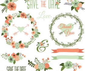 Flower decorative for wedding invitations design vector 06