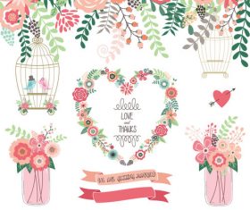 Flower decorative for wedding invitations design vector 07