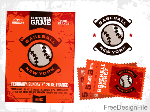Football game ticket and flyer template vector 01