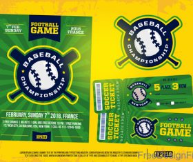 Football game ticket and flyer template vector 02