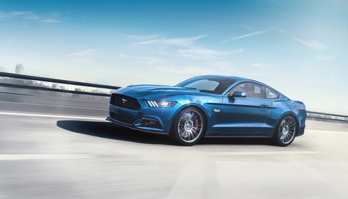 Ford Mustang blue cars Stock Photo