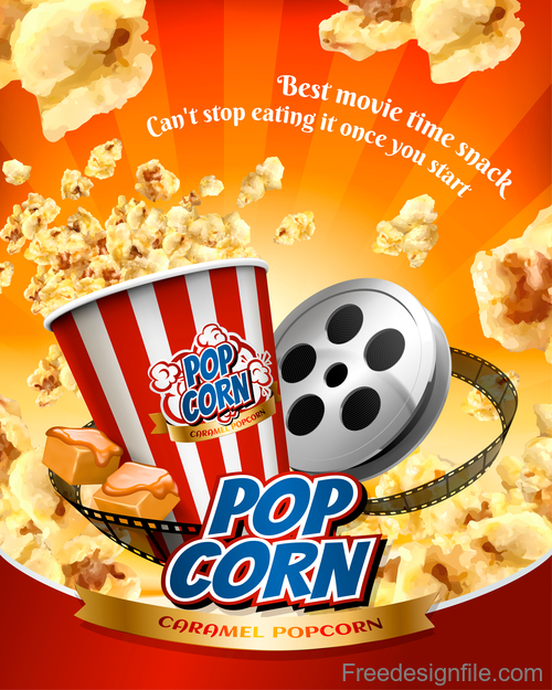 Fresh popcorn flyer template vector