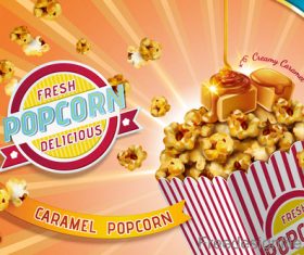 Fresh popcorn poster design vector 01